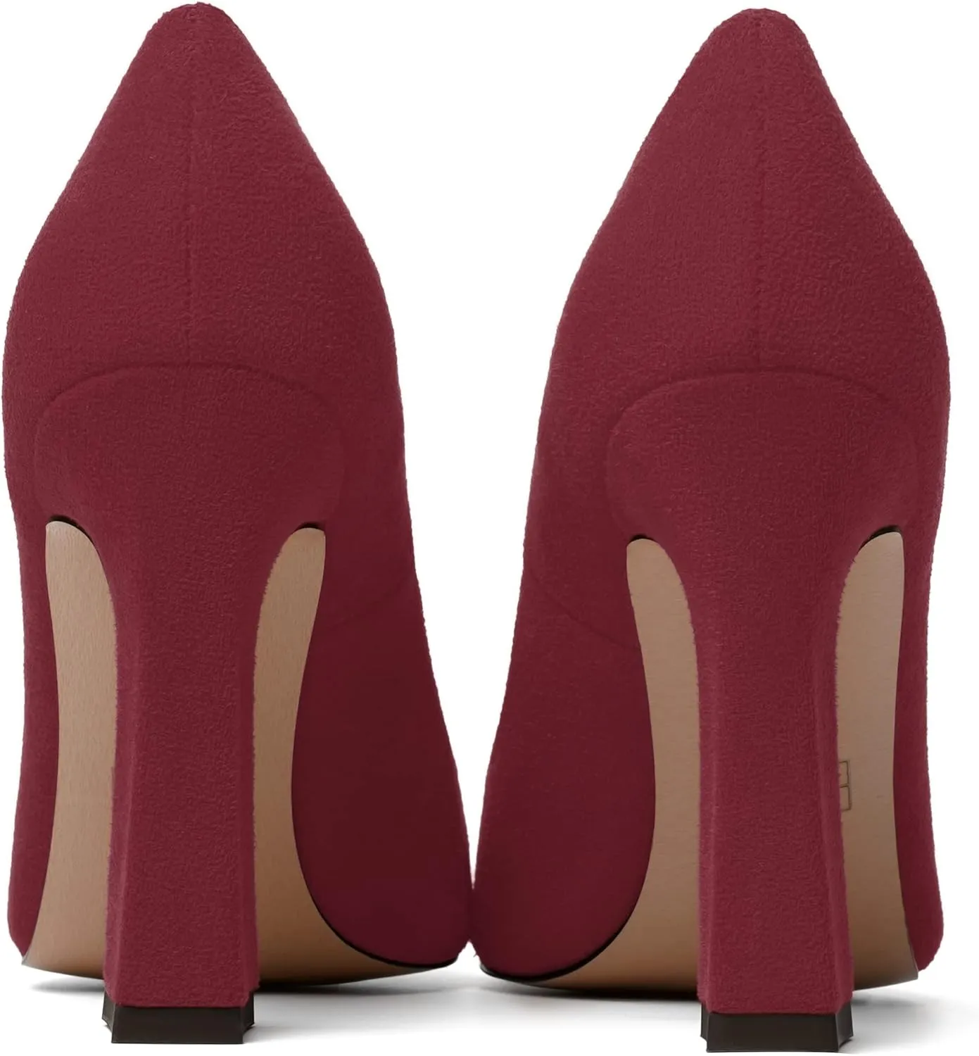 SKYSTERRY Womens Office Suede Slip On Casual Pointed Toe Spool High Heel Pumps Shoes 4 Inch