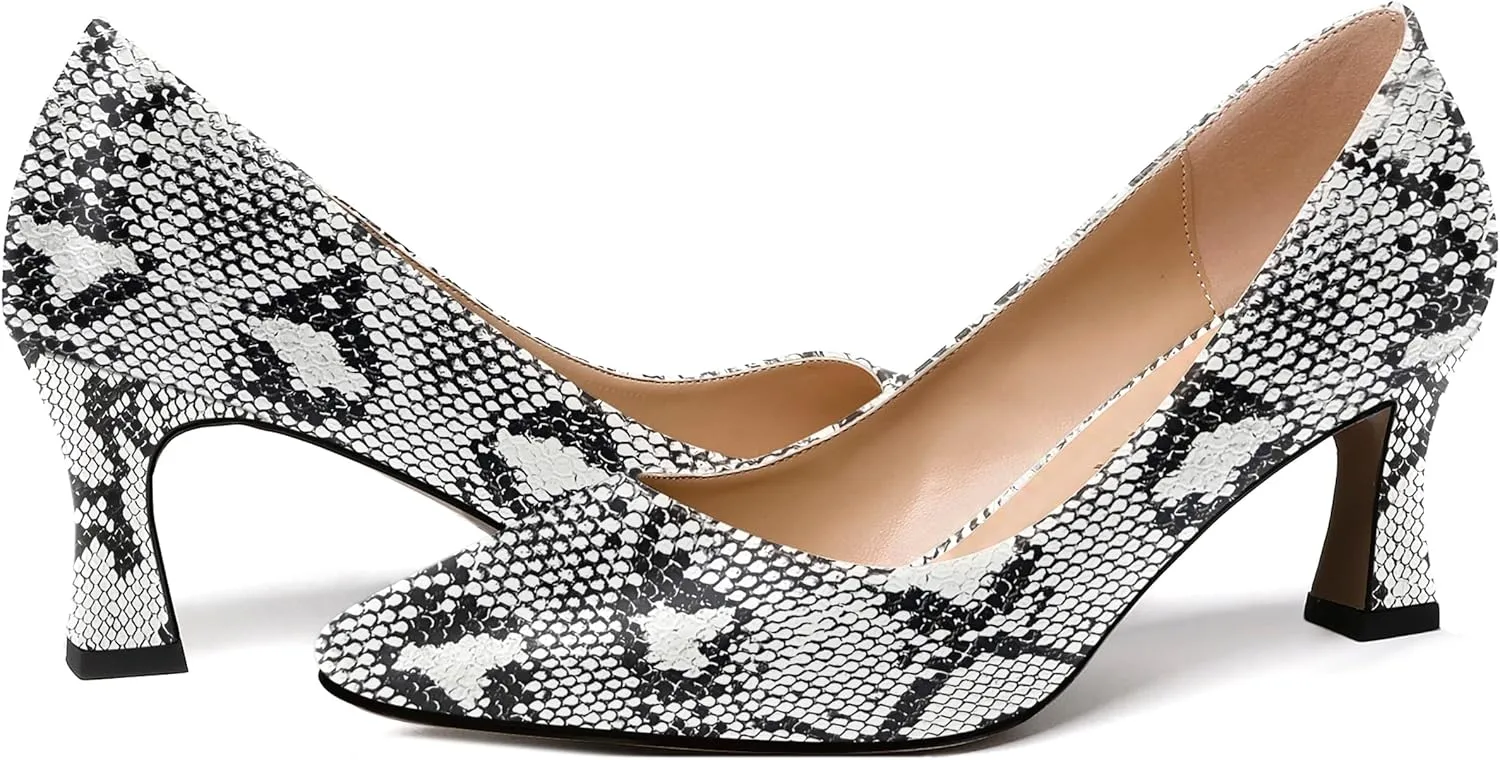 SKYSTERRY Women's Patent Office Solid Dress Slip On Square Toe Spool Mid Heel Pumps Shoes 2.5 Inch