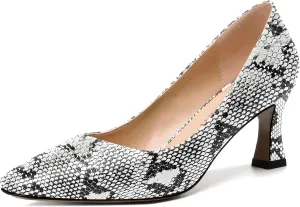 SKYSTERRY Women's Patent Office Solid Dress Slip On Square Toe Spool Mid Heel Pumps Shoes 2.5 Inch