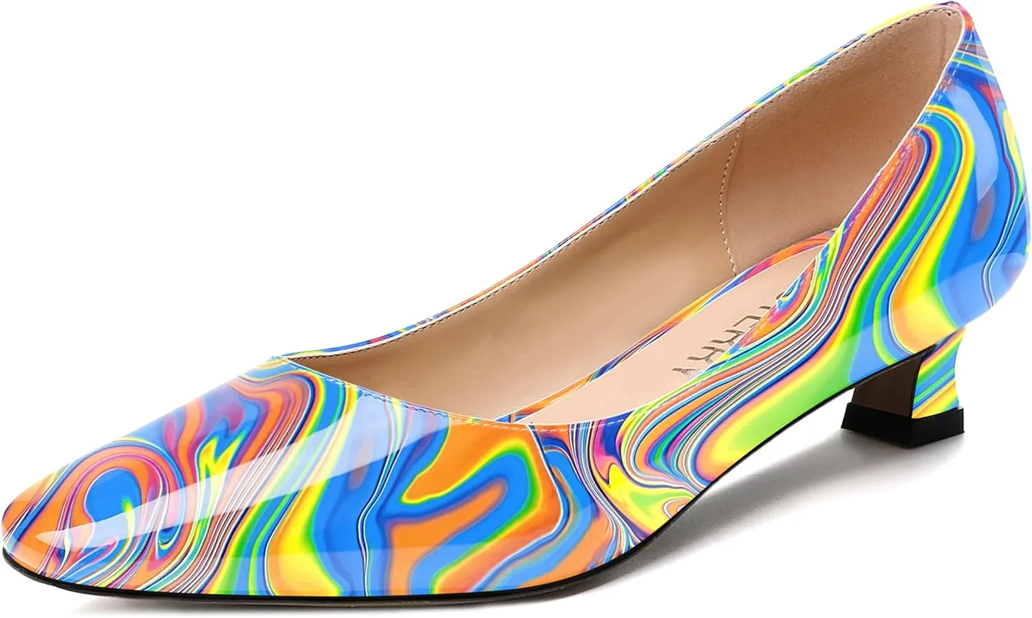 SKYSTERRY Women's Patent Slip On Square Toe Office Casual Spool Low Heel Pumps Shoes 1.5 Inch