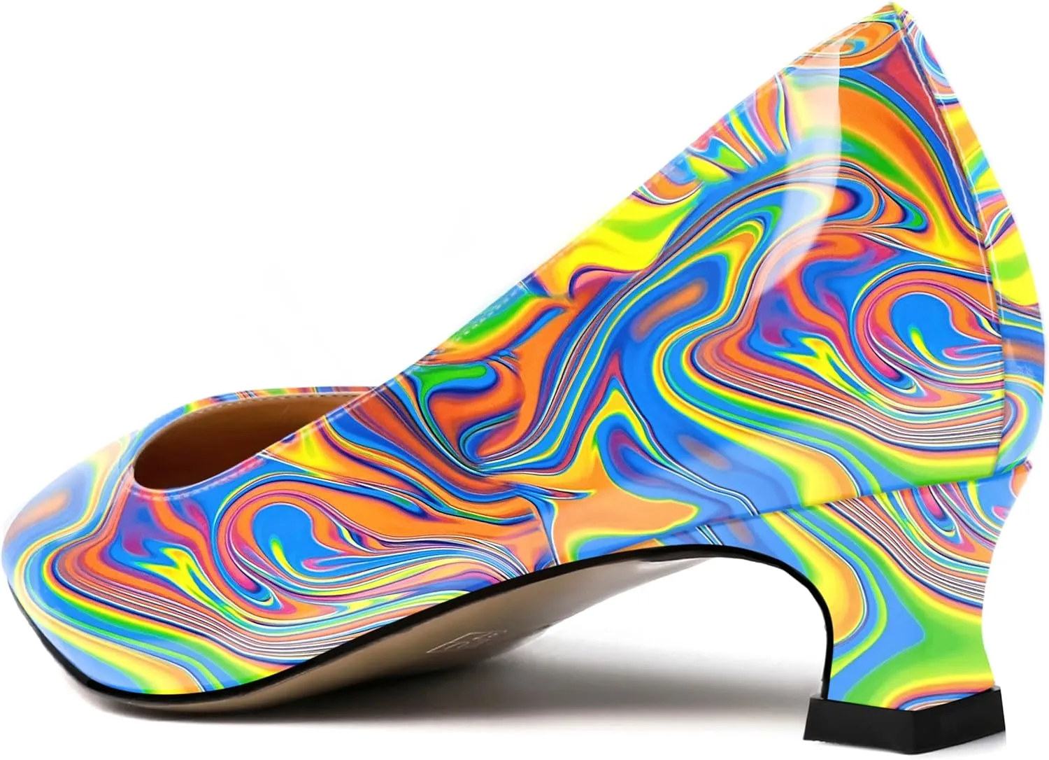 SKYSTERRY Women's Patent Slip On Square Toe Office Casual Spool Low Heel Pumps Shoes 1.5 Inch