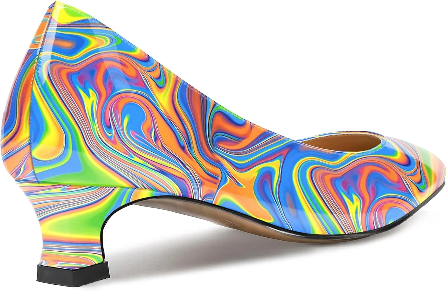 SKYSTERRY Women's Patent Slip On Square Toe Office Casual Spool Low Heel Pumps Shoes 1.5 Inch