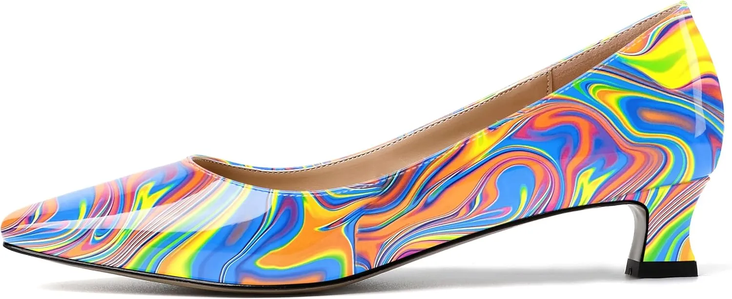 SKYSTERRY Women's Patent Slip On Square Toe Office Casual Spool Low Heel Pumps Shoes 1.5 Inch