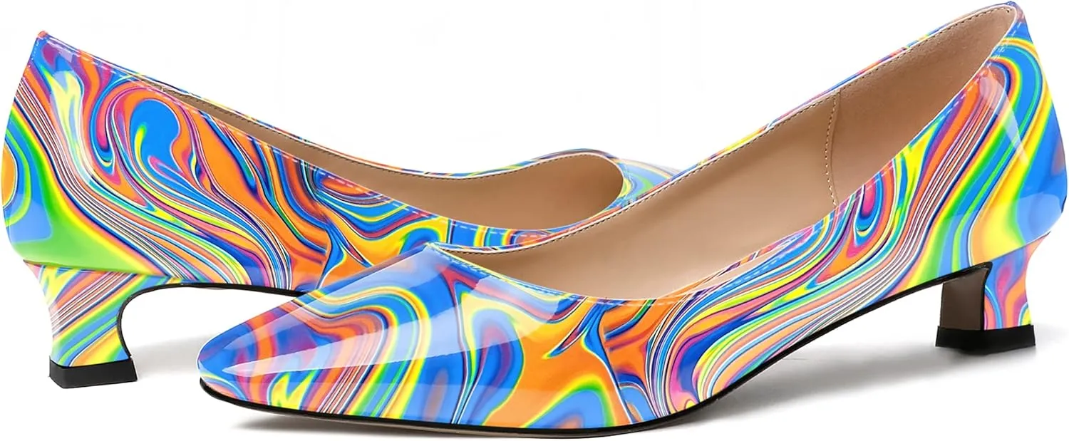 SKYSTERRY Women's Patent Slip On Square Toe Office Casual Spool Low Heel Pumps Shoes 1.5 Inch