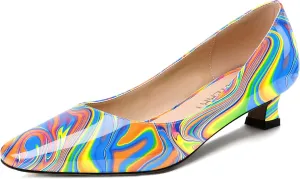 SKYSTERRY Women's Patent Slip On Square Toe Office Casual Spool Low Heel Pumps Shoes 1.5 Inch