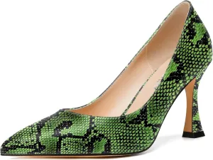 SKYSTERRY Womens Pointed Toe Evening Patent Fashion Slip On Spool High Heel Pumps Shoes 3.3 Inch