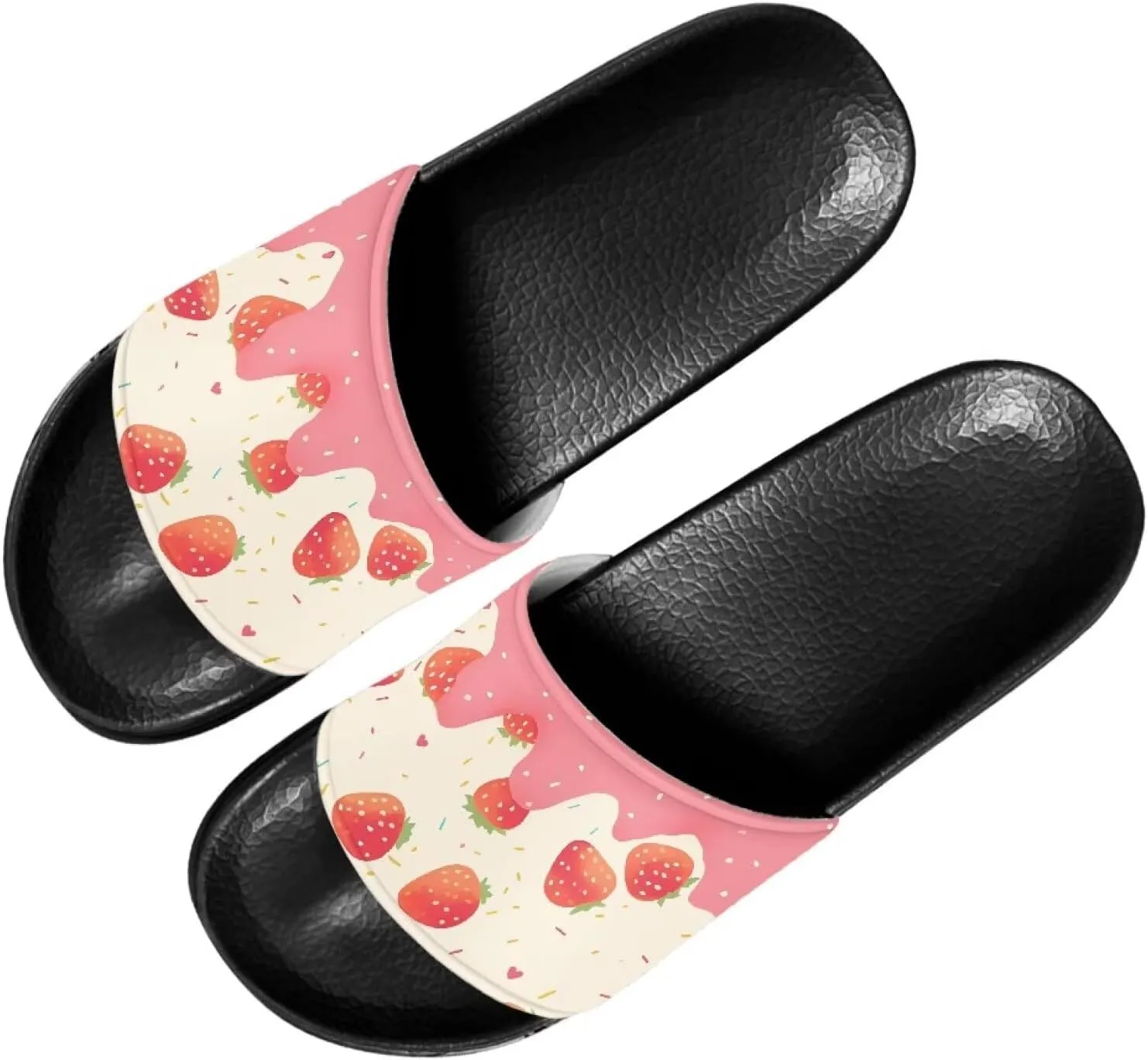 Slide Sandals, Beach Flats for Women, Comfotable Open Toe Non Slip Summer Shoes for Gym, Pool, Camping, Beach