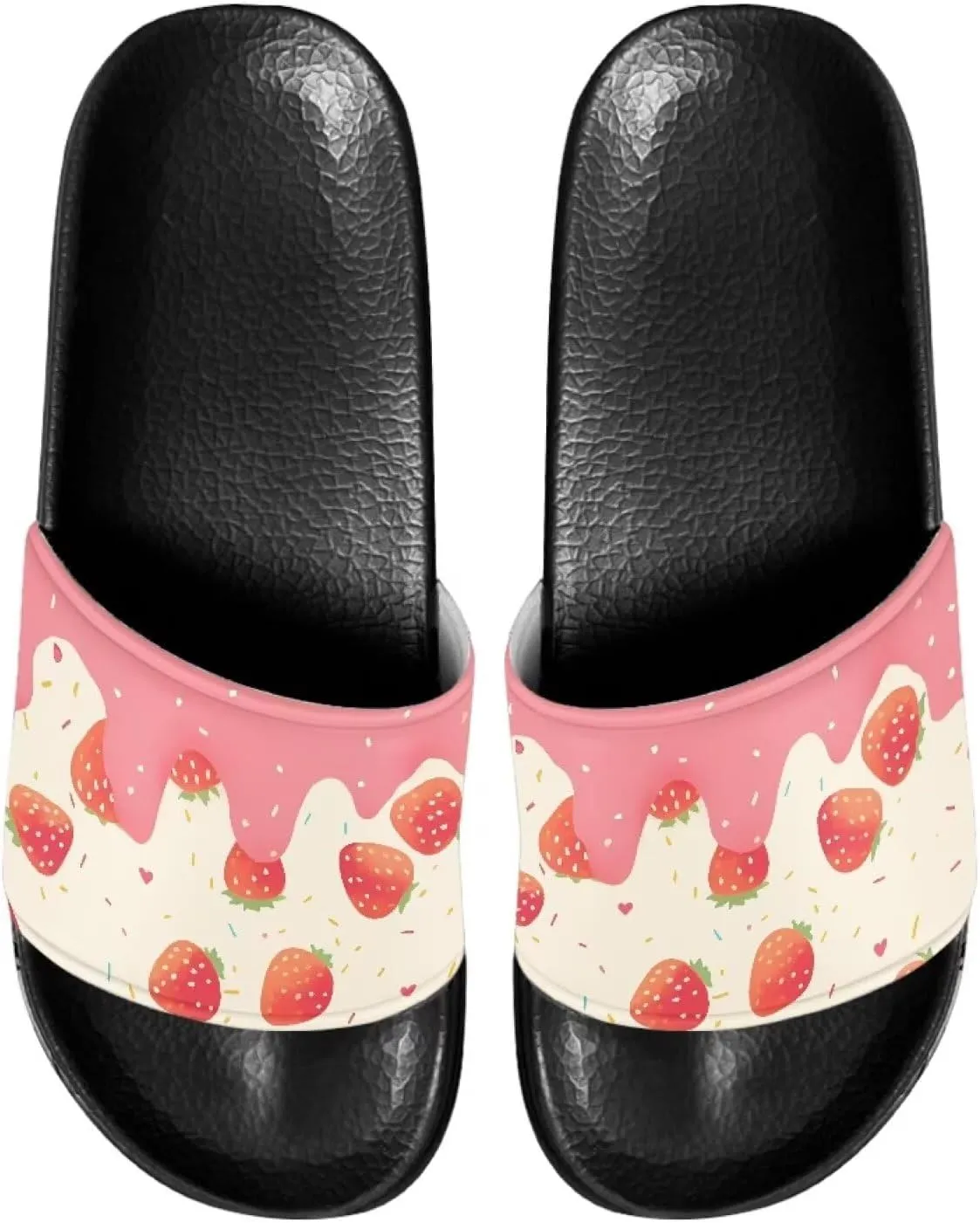 Slide Sandals, Beach Flats for Women, Comfotable Open Toe Non Slip Summer Shoes for Gym, Pool, Camping, Beach
