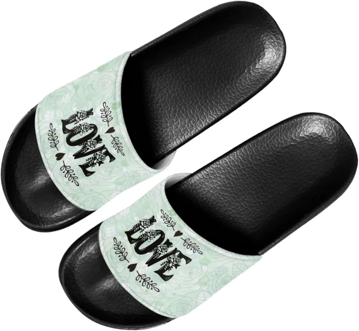 Slide Sandals Slippers for Women and Men, Cozy PU Uppers EVA Sole Non Slip Quick Drying Shower Shoes Bathroom Office