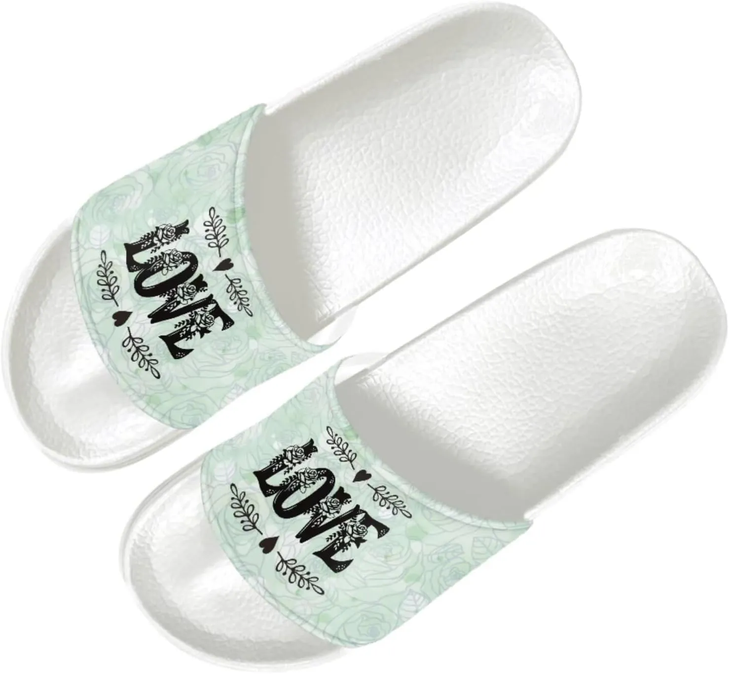 Slide Sandals Slippers for Women and Men, Cozy PU Uppers EVA Sole Non Slip Quick Drying Shower Shoes Bathroom Office