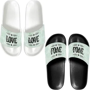 Slide Sandals Slippers for Women and Men, Cozy PU Uppers EVA Sole Non Slip Quick Drying Shower Shoes Bathroom Office