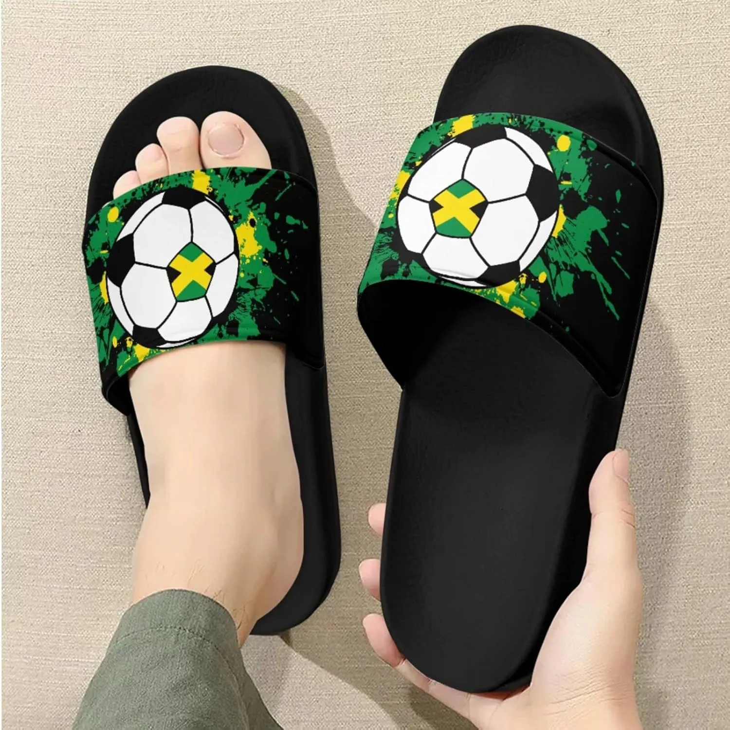 Slide Sandals Slippers for Women and Men, Cozy PU Uppers EVA Sole Non Slip Quick Drying Shower Shoes Bathroom Office