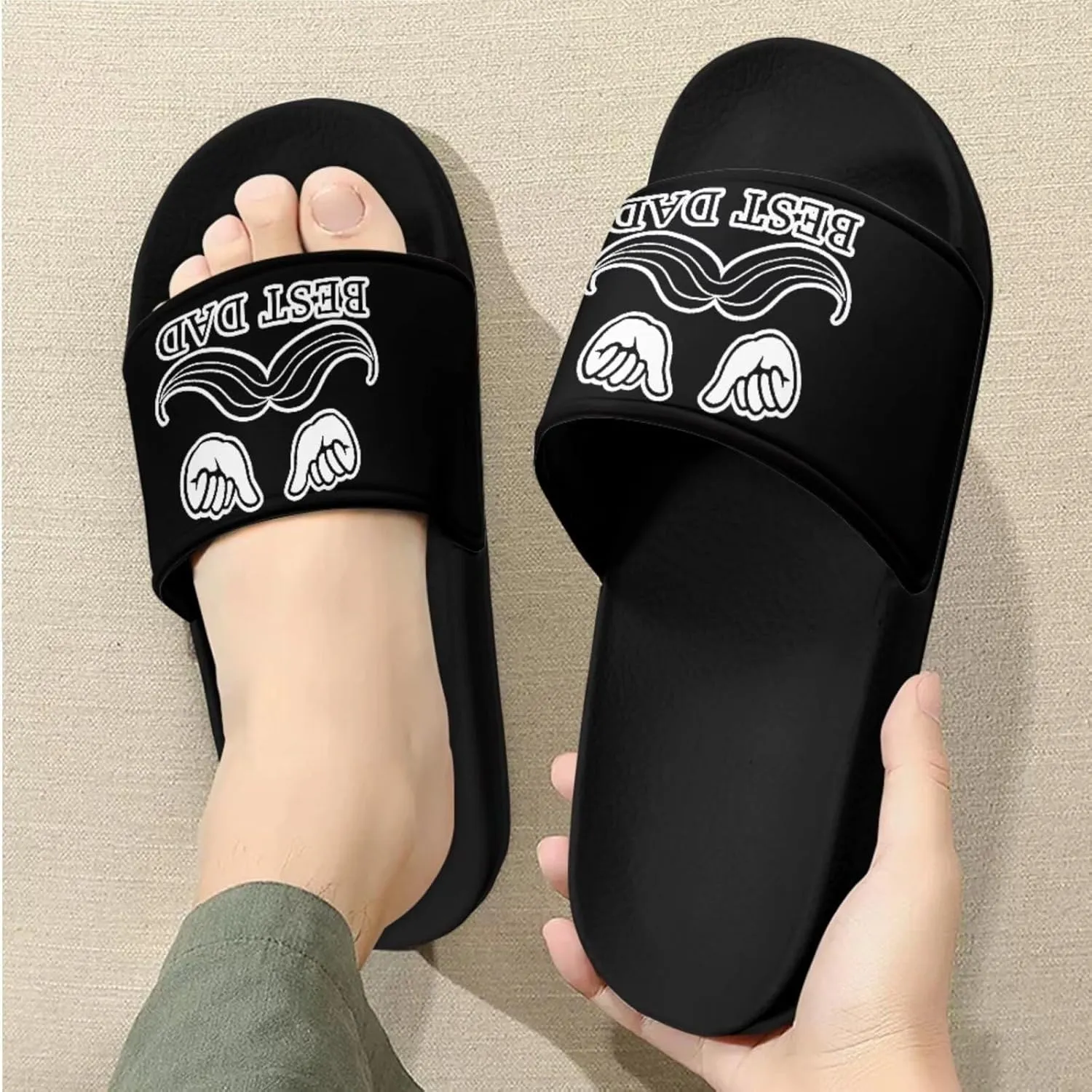Slide Sandals Slippers for Women and Men, Cozy PU Uppers EVA Sole Non Slip Quick Drying Shower Shoes Bathroom Office