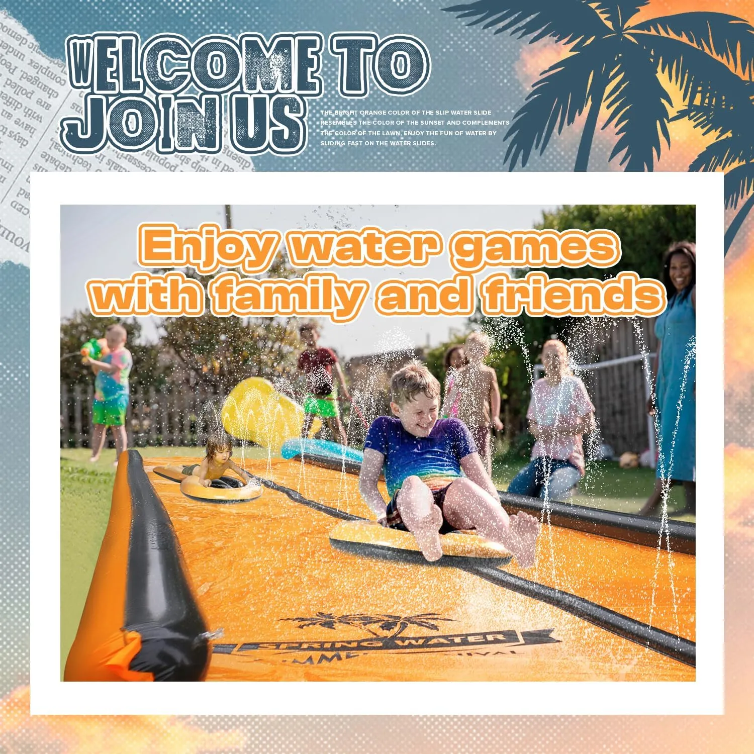 Slip and Water Slide for Kids and Adults Extra Long Water Slides for Backyard Build in Sprinkler with Two Bodyboards Heavy Duty Summer Outdoor Backyard Water Toys