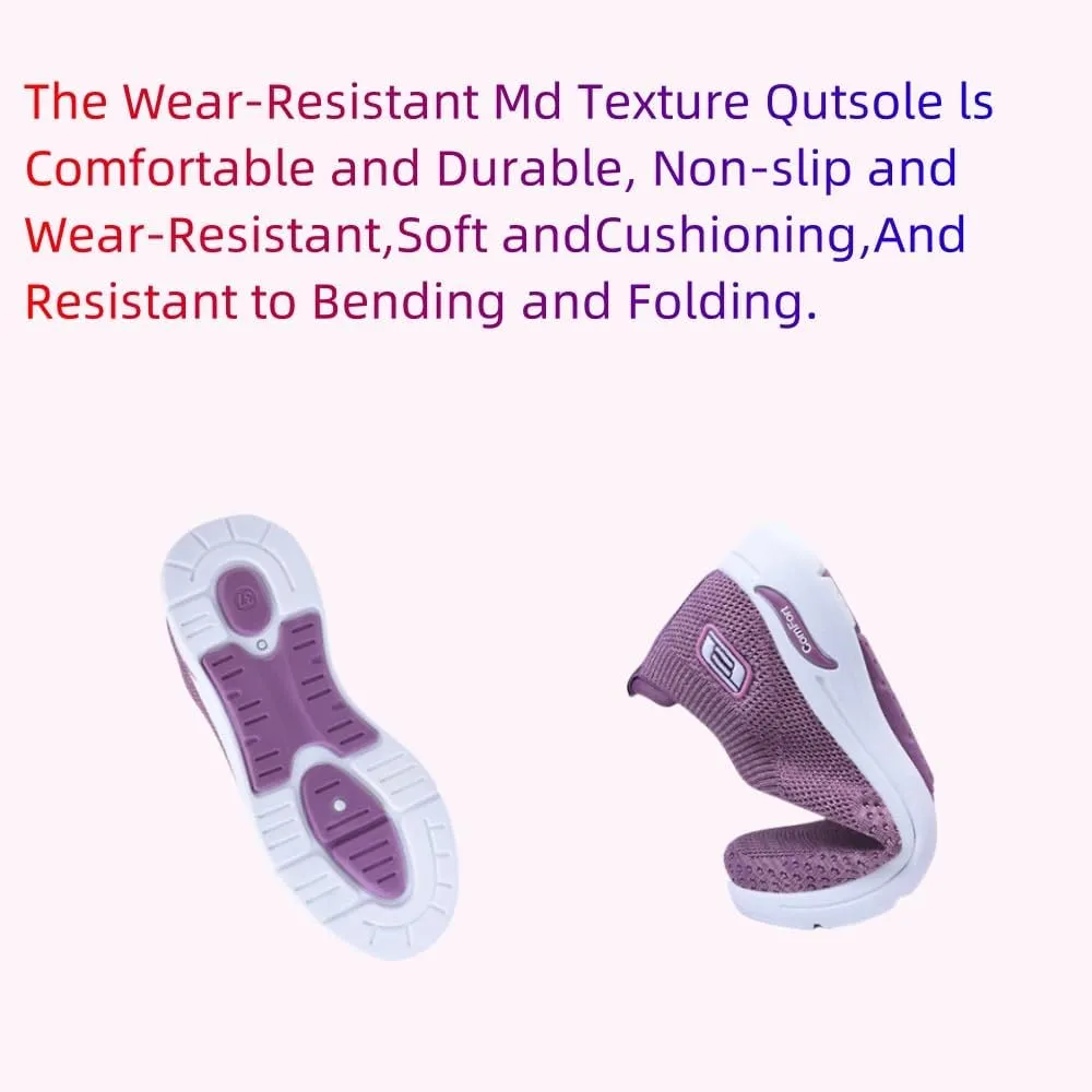 Slip Ins Womens Orthopedic Sneakers，Breathable Lightweight with Arch Support Slip on Walking Shoes Women's Soft Knitted Fabric Mesh Casual Non Slip Low Top Tennis Shoes ﻿