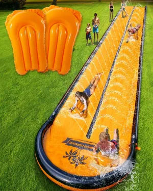 Slip Water and Slide for Kids Adults, Extra Long Backyard Water Slide with Pool and 2 Inflatable Bodyboards, Summer Outdoor Games Water Toys