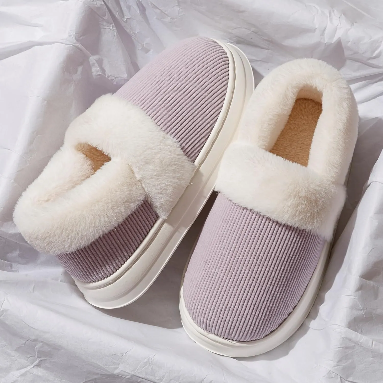 Slippers for Women Men, Memory Foam Slippers for Women, Soft Thick Fuzzy Bedroom House Shoes Indoor Outdoor