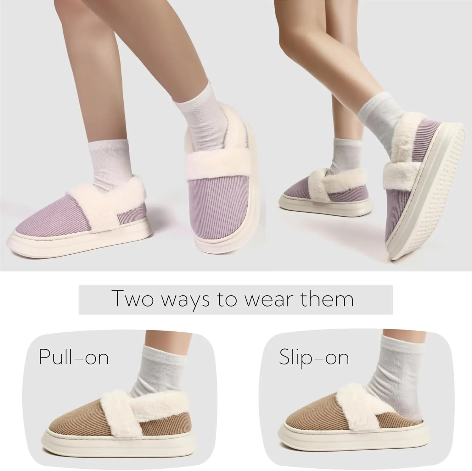 Slippers for Women Men, Memory Foam Slippers for Women, Soft Thick Fuzzy Bedroom House Shoes Indoor Outdoor