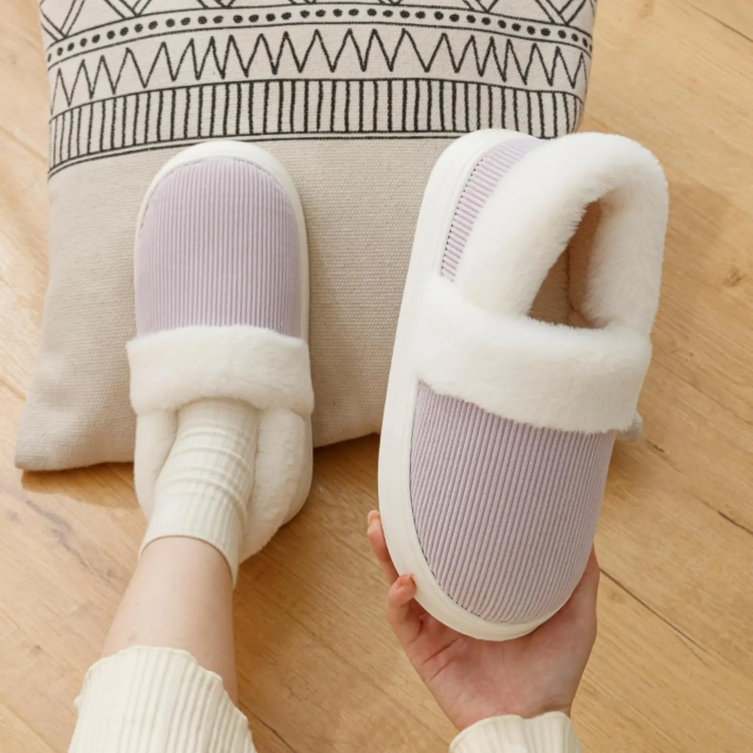 Slippers for Women Men, Memory Foam Slippers for Women, Soft Thick Fuzzy Bedroom House Shoes Indoor Outdoor