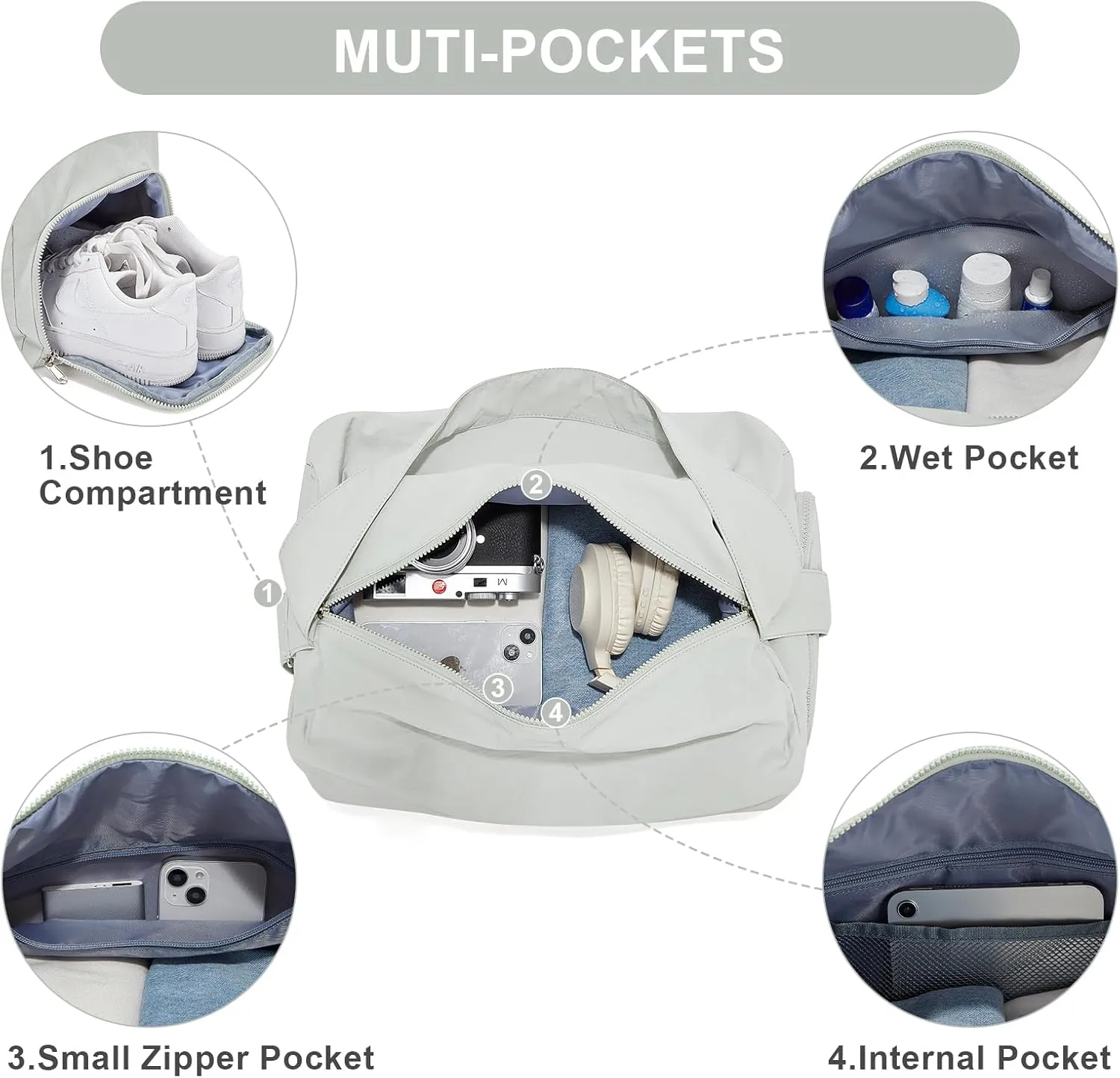 Small Gym Bag for Women Lightweight Carry on Gym Tote Bag, Workout Sport Duffle Bag with Shoe Compartment,Crossbody Shoulder Travel Bag for Swim, Yoge, Dance