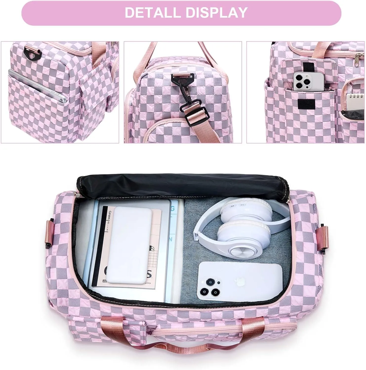 Small Gym Bag for Women, Travel Duffle Bag Carry On Weekender Bag with Shoe Compartment