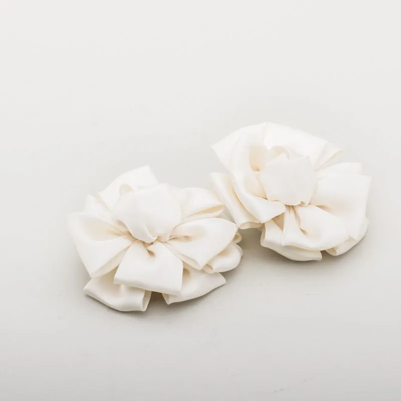 Small Satin Rose Shoe Clips