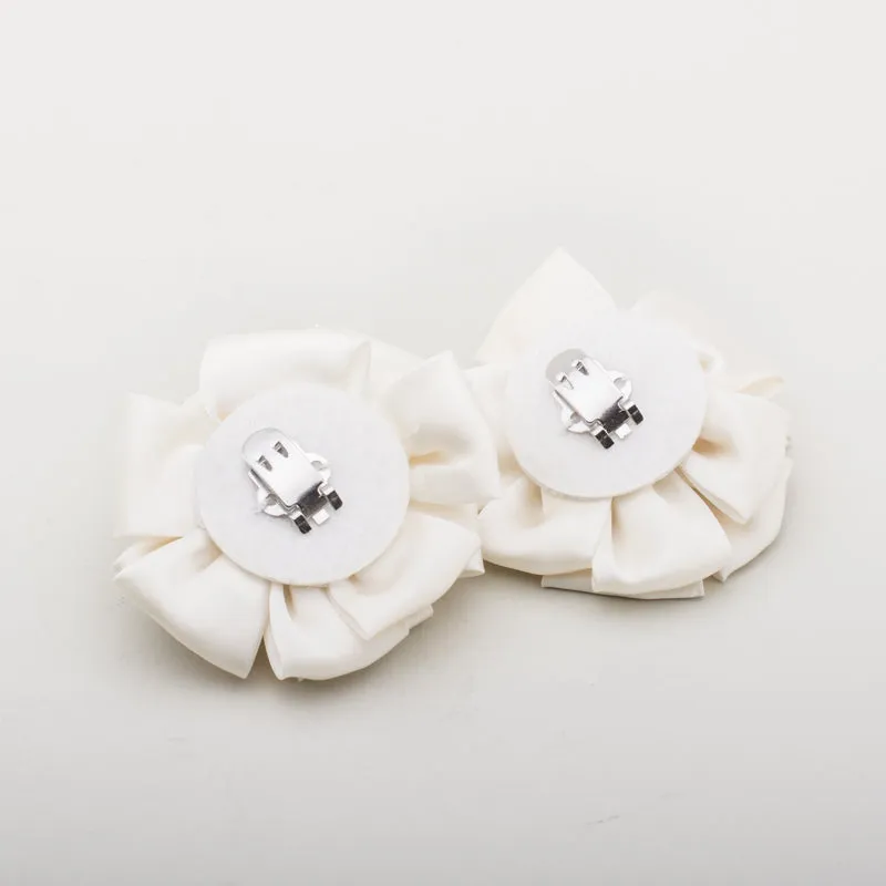Small Satin Rose Shoe Clips