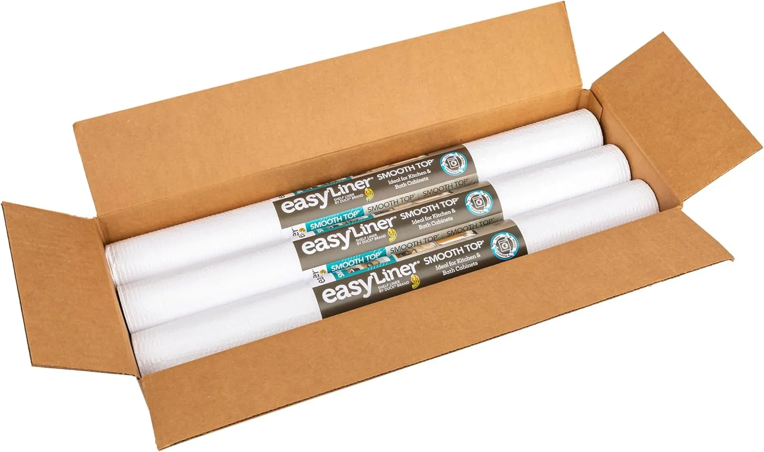 Smooth Top EasyLiner for Cabinets & Drawers - Easy to Install & Cut to Fit - Shelf Paper & Drawer Liner Non Adhesive - Non Slip Shelf Liner for Kitchen Pantry - 20 Inch Width - 36 Total Feet - White