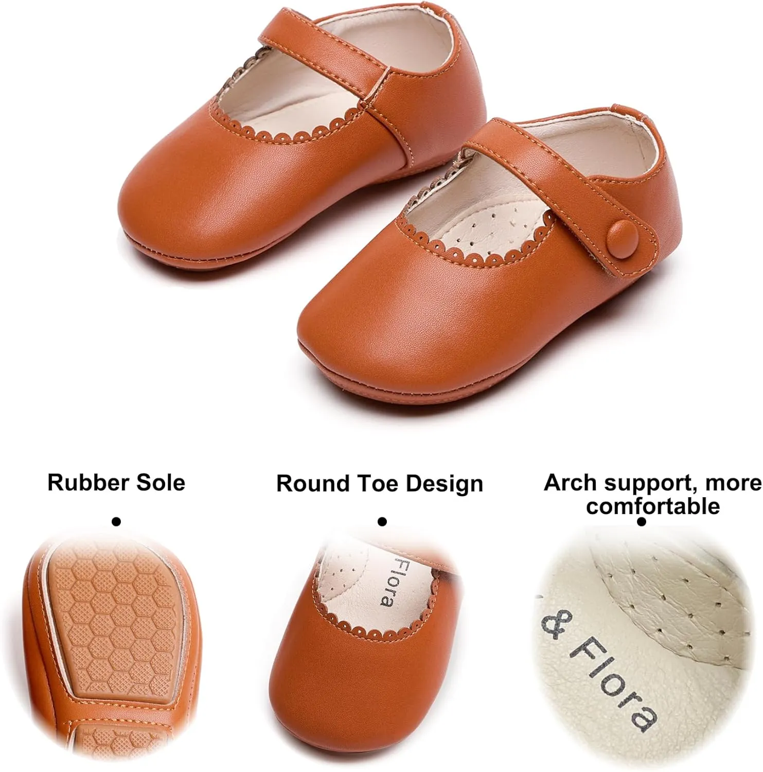 Soft Sole Baby Dress Shoes - Infant Baby Walking Shoes Moccasinss Rubber Sole Crib Shoes.