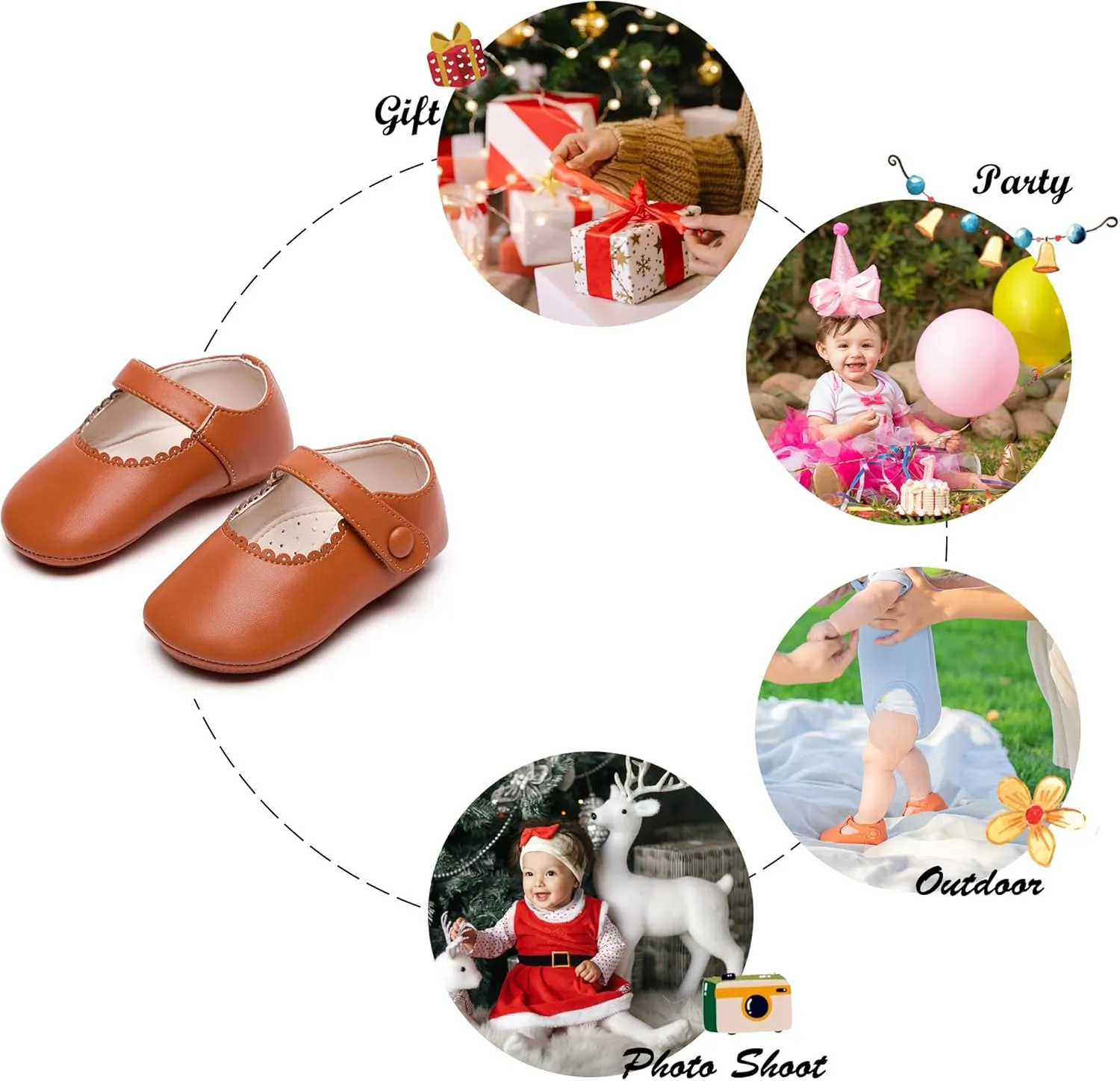 Soft Sole Baby Dress Shoes - Infant Baby Walking Shoes Moccasinss Rubber Sole Crib Shoes.