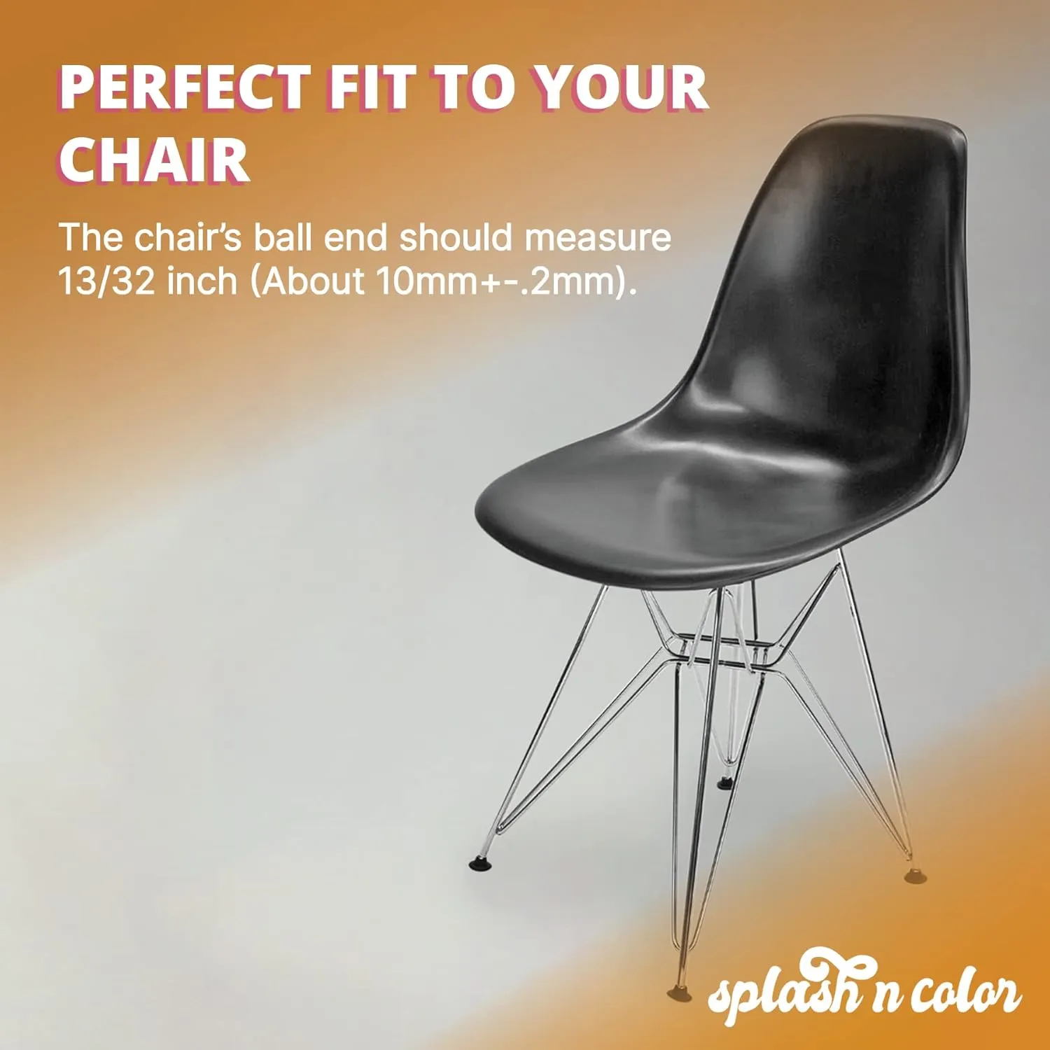 SplashNColor 8-Pack Chair Glides | Replacements for Eames Eiffel Style Chair Leg Cover Furniture Feet Black | Easy to Install | Made with Durable Material