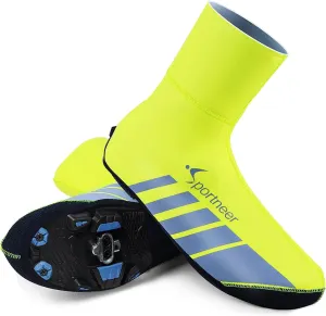 Sportneer Cycling Shoe Covers: Neoprene Waterproof and Windproof Bike Shoe Cover for Rain - Winter Thermal Warmers Overshoes Bicycle Shoe Cover for Road Bike Mountain Bike, No Zip Closure Design