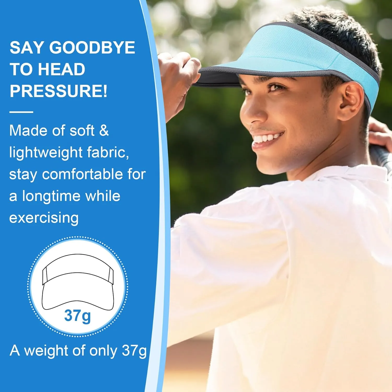 Sports Sun Visor for Men Women, Lightweight Soft Quick-Dry Visor Hat, Packable Tennis Golf Running Visor