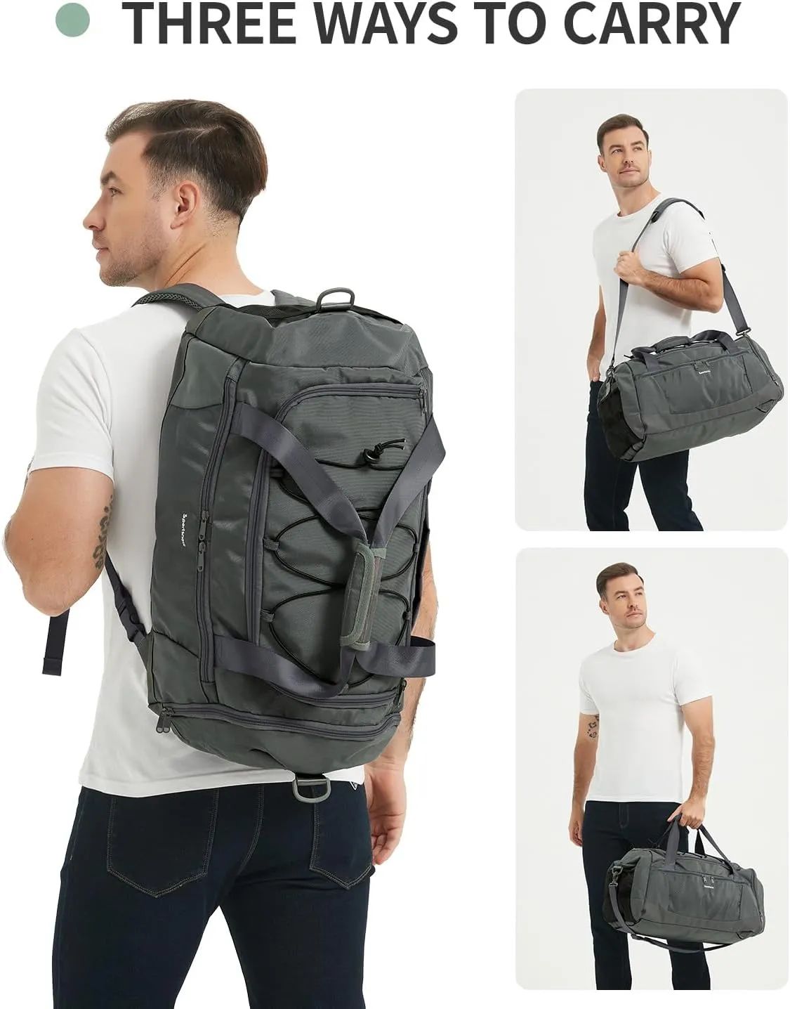 sportsnew Gym Bag for Men Women with Shoe Compartment,Overnight Bag Backpack with Wet Pocket,38L Travel Duffel with 15.6" Laptop Pocket and Trolley Sleeve for Travel,Workout,Patent Pending