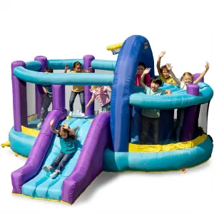 Sportspower INF-2415 Whack-A-Play Inflatable Bounce House with Basketball Hoop, Slide and Quick Inflate Blower: Recommended Age 3-8, Blue/Purple and Yellow, 13'x12'x7.83'