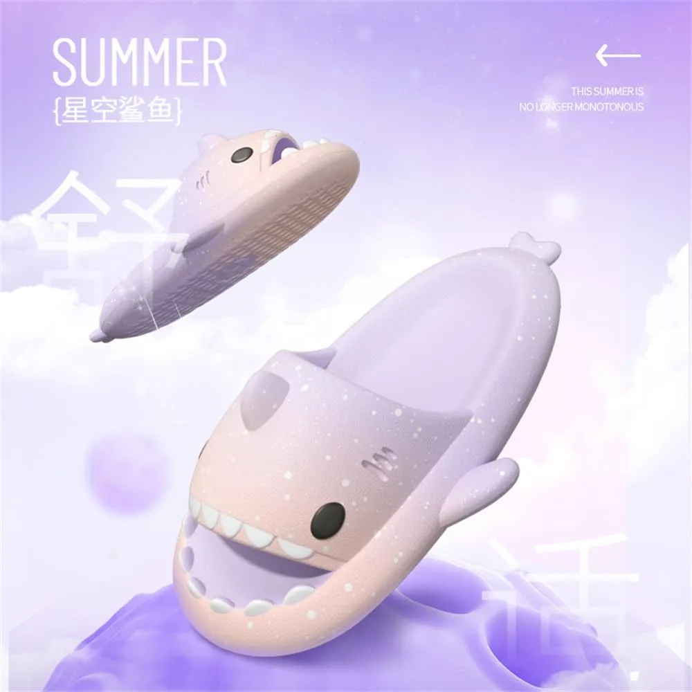Spotted Starlight Shark Slides,Starry Sky Cloud Anti-Slip Quick Drying Shark Slippers