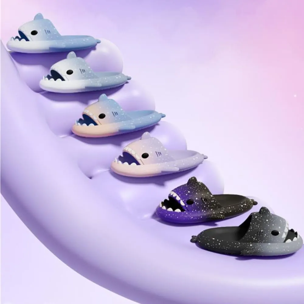 Spotted Starlight Shark Slides,Starry Sky Cloud Anti-Slip Quick Drying Shark Slippers
