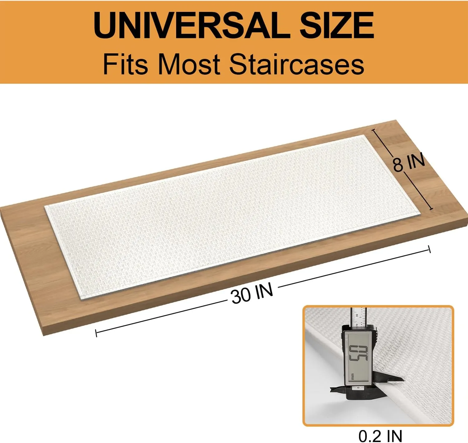 Stair Treads Carpet for Wooden Steps with Non Slip Rubber Backing, 100% Polyester Soft Stairs Resistant Indoor Skid Runner Safety Rugs for Kids Elders and Pets (4, Cream, 30" * 8")