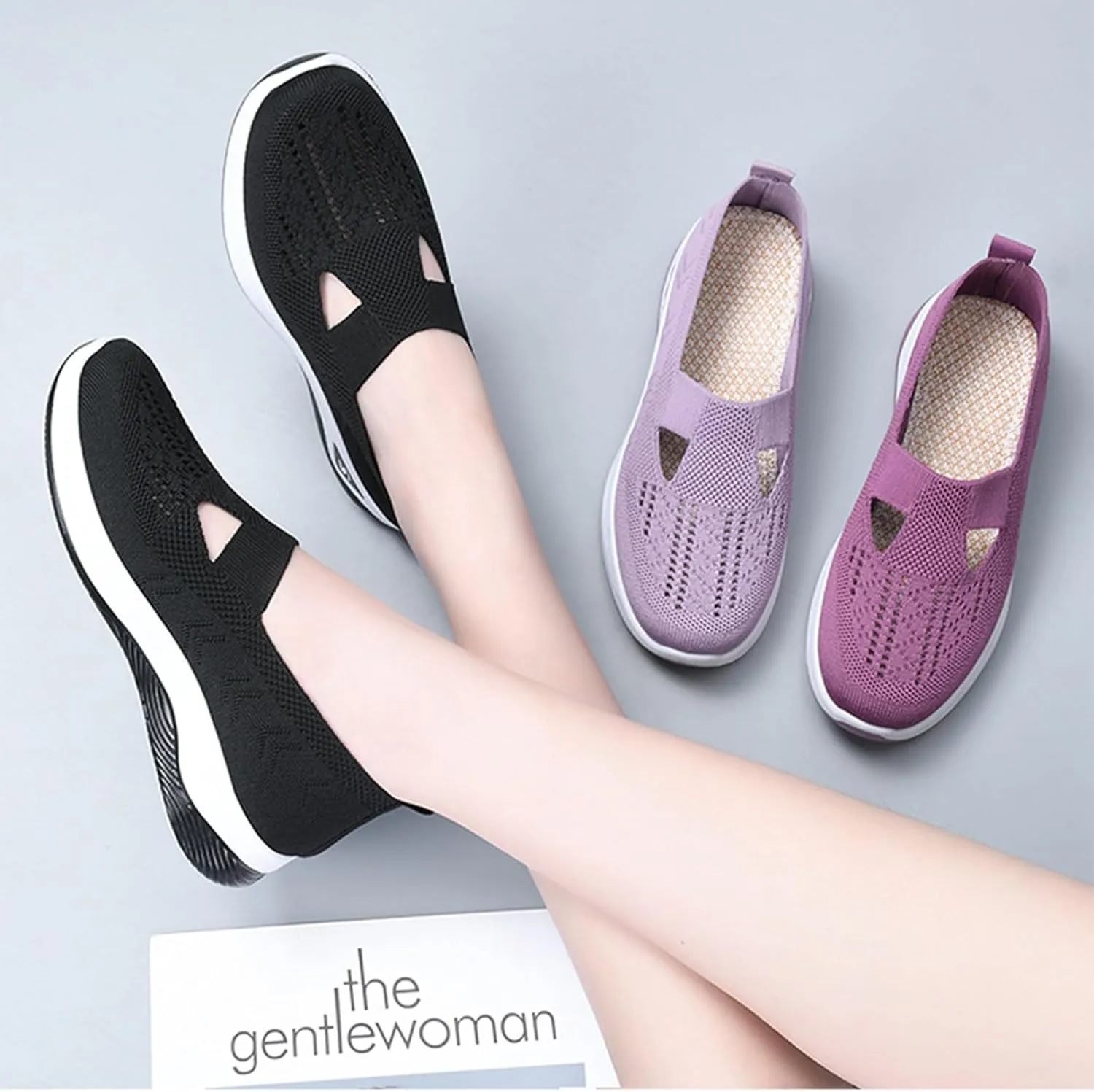 Stanceflex Shoes for Women, Orthowalkway Womens Shoes, Orthopedic Breathable Soft Sole Footwear Wide Width Slip on Shoes