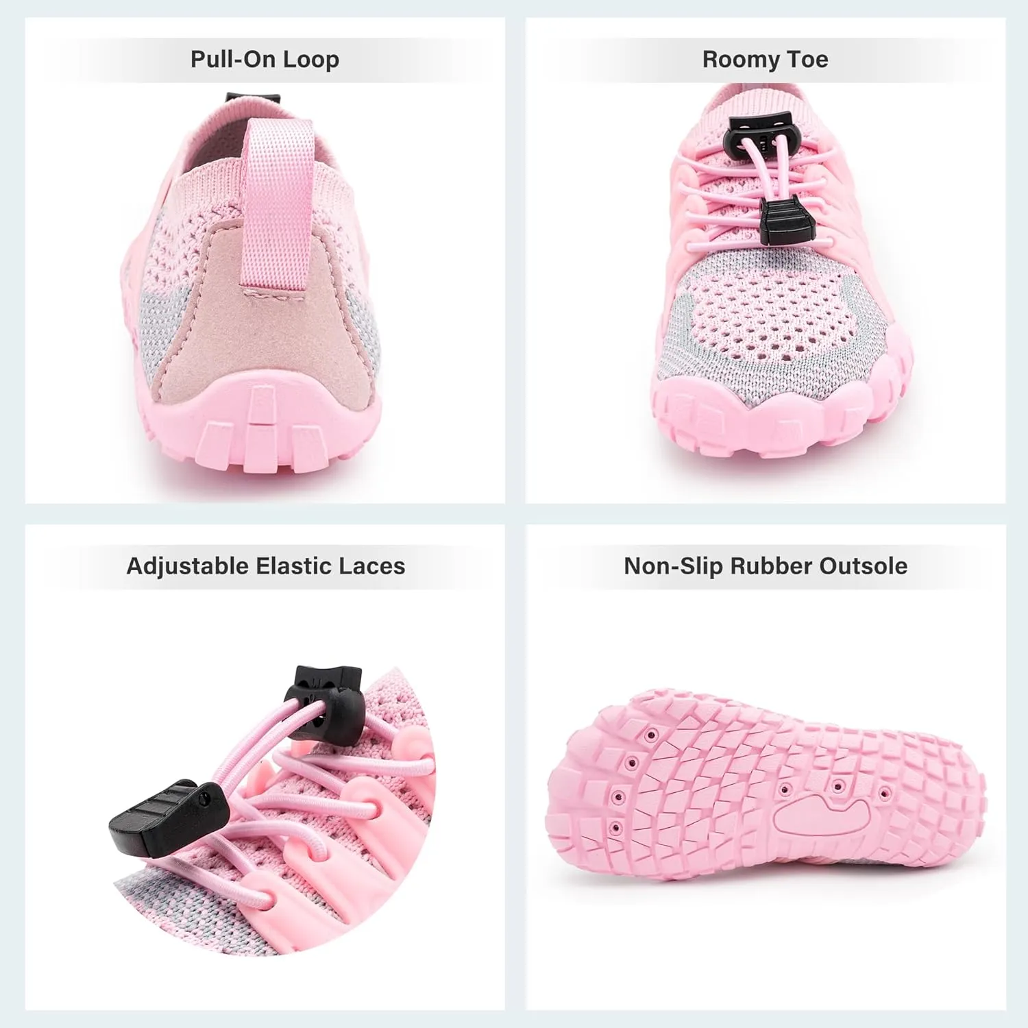 Stelle Girls Boys Water Shoes Aqua Socks with Adjustable Laces Quick Drying Beach Sports Non Slip Swimming Hiking Shoes