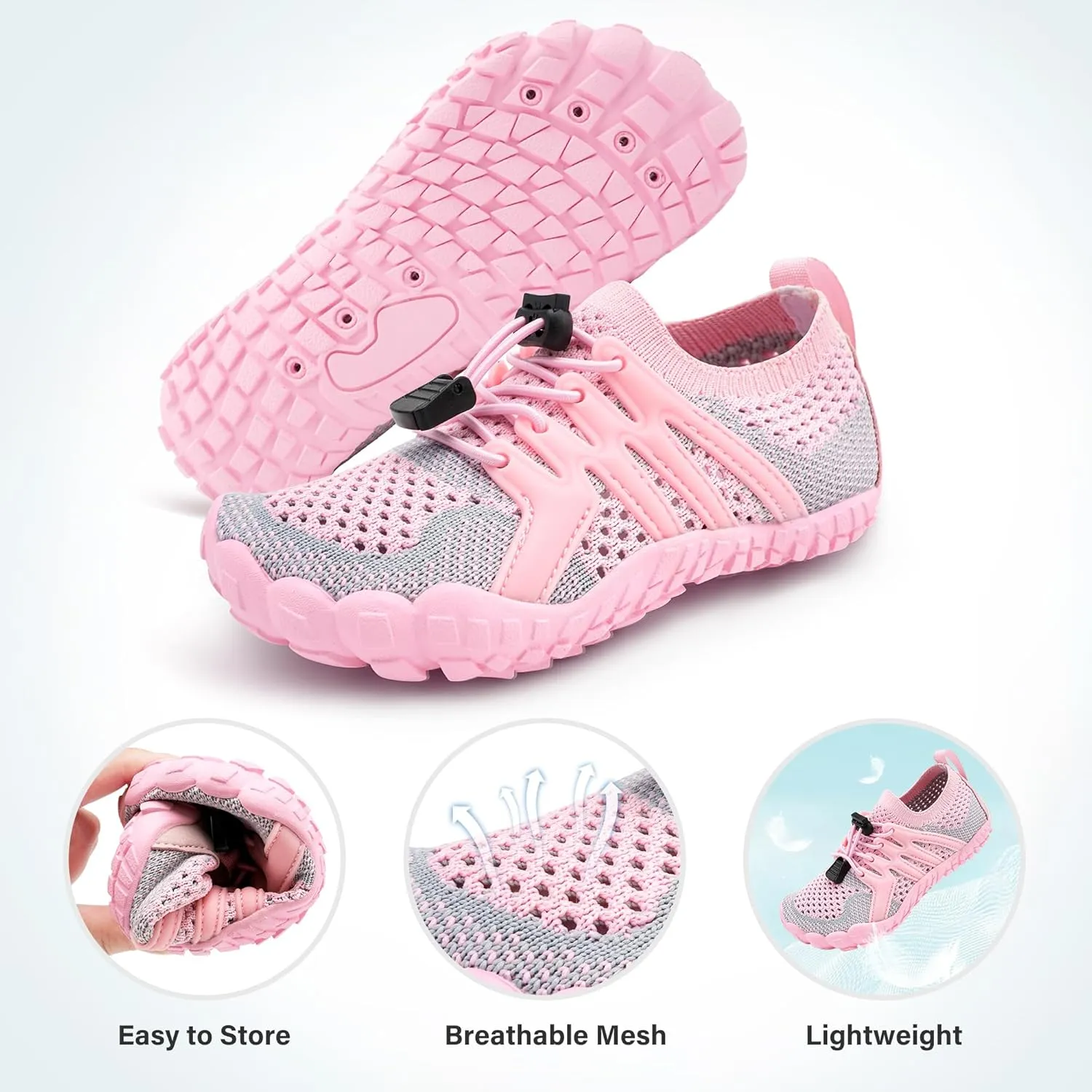 Stelle Girls Boys Water Shoes Aqua Socks with Adjustable Laces Quick Drying Beach Sports Non Slip Swimming Hiking Shoes