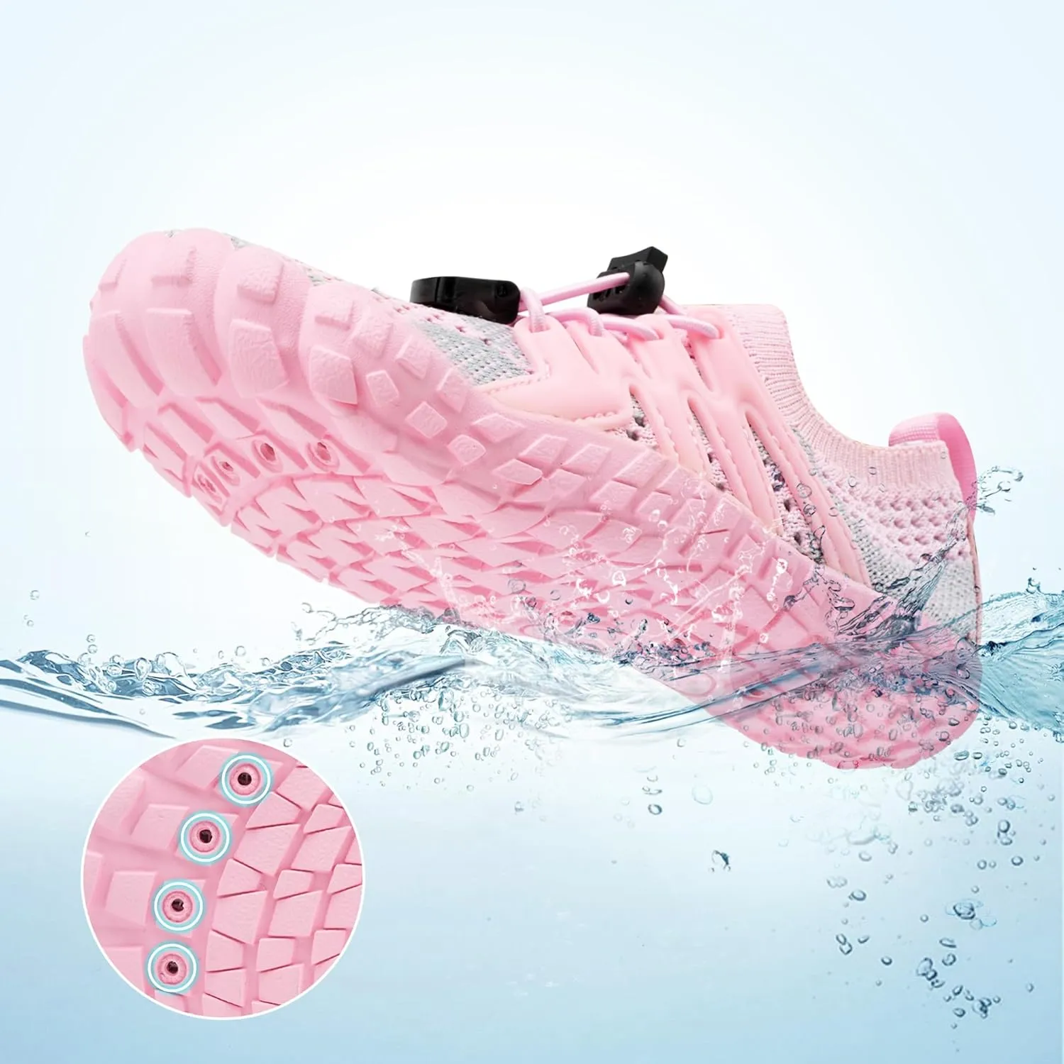 Stelle Girls Boys Water Shoes Aqua Socks with Adjustable Laces Quick Drying Beach Sports Non Slip Swimming Hiking Shoes