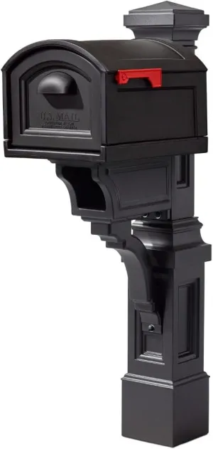 Step2 Atherton Extra Large Mailbox & Post, Weather Resistant, Large Outdoor Mailboxes, Made of Durable Plastic, Easy to Install, Flag Included, Onyx Black