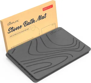 Stone Bath Mat 2 Pack Super Absorbent Diatomaceous Earth Shower Mat for Bathroom Tub, Non-Slip Fast Drying Mats Easy to Clean Gray