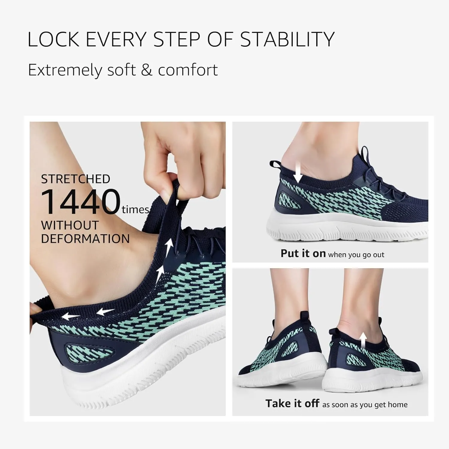 STQ Women Walking Shoes with Arch Support Comfort Lightweight Slip on Sneakers