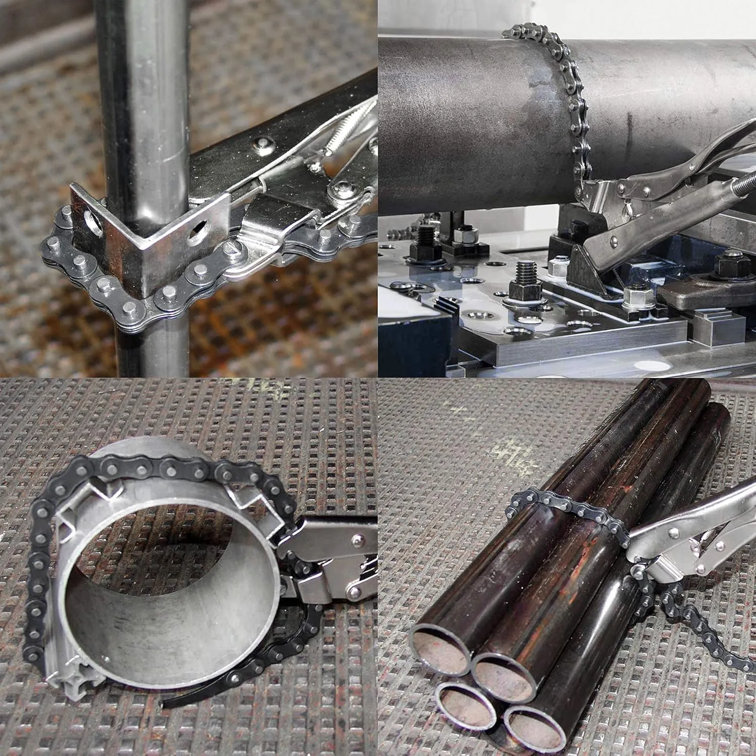 Strong Hand Tools Locking Chain Pliers, Removable 48″ Chain, Holds Up To 14" Diameter Pipes, Unique Easy Open Crank Handle, Quick Release Trigger, PFC1048