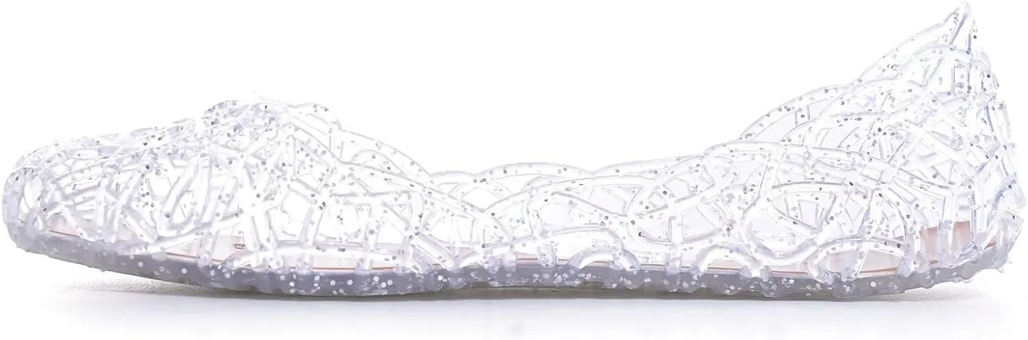 Stunner Women's Beach Jelly Shoes Slip On Crystal Summer Soft Hollow Ballet Flats
