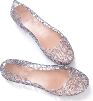 Stunner Women's Beach Jelly Shoes Slip On Crystal Summer Soft Hollow Ballet Flats