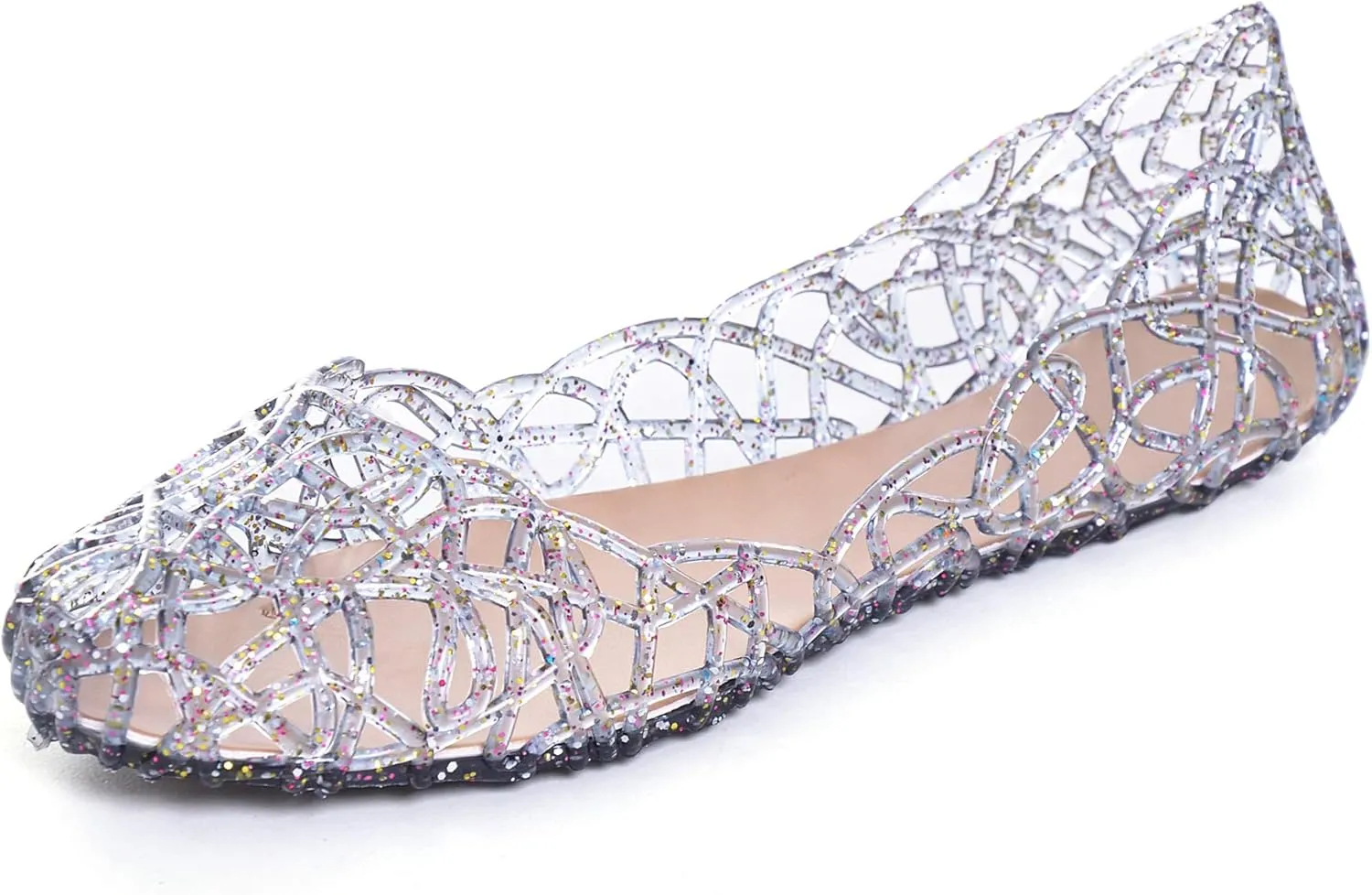 Stunner Women's Beach Jelly Shoes Slip On Crystal Summer Soft Hollow Ballet Flats
