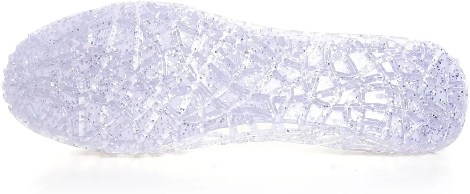 Stunner Women's Beach Jelly Shoes Slip On Crystal Summer Soft Hollow Ballet Flats